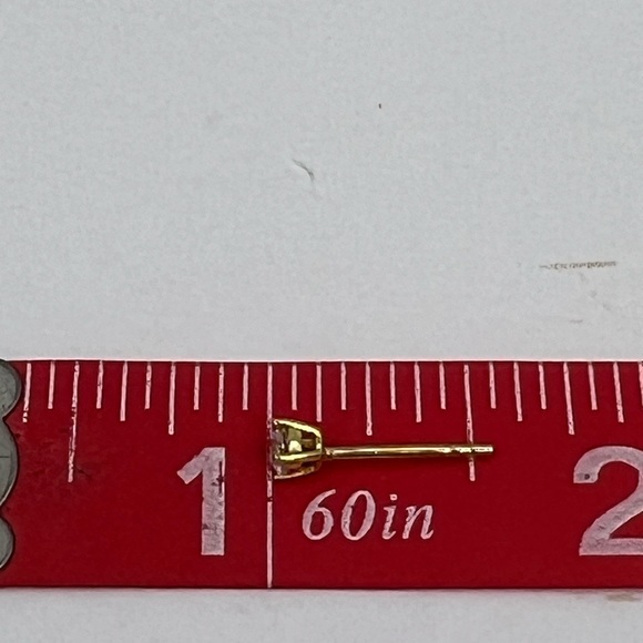 RACHEL ASHWELL, STERLING SILVER WITH CUBIC ZIRCONIA 2 STUD EARRINGS, GOLD COLOR - Picture 13 of 16